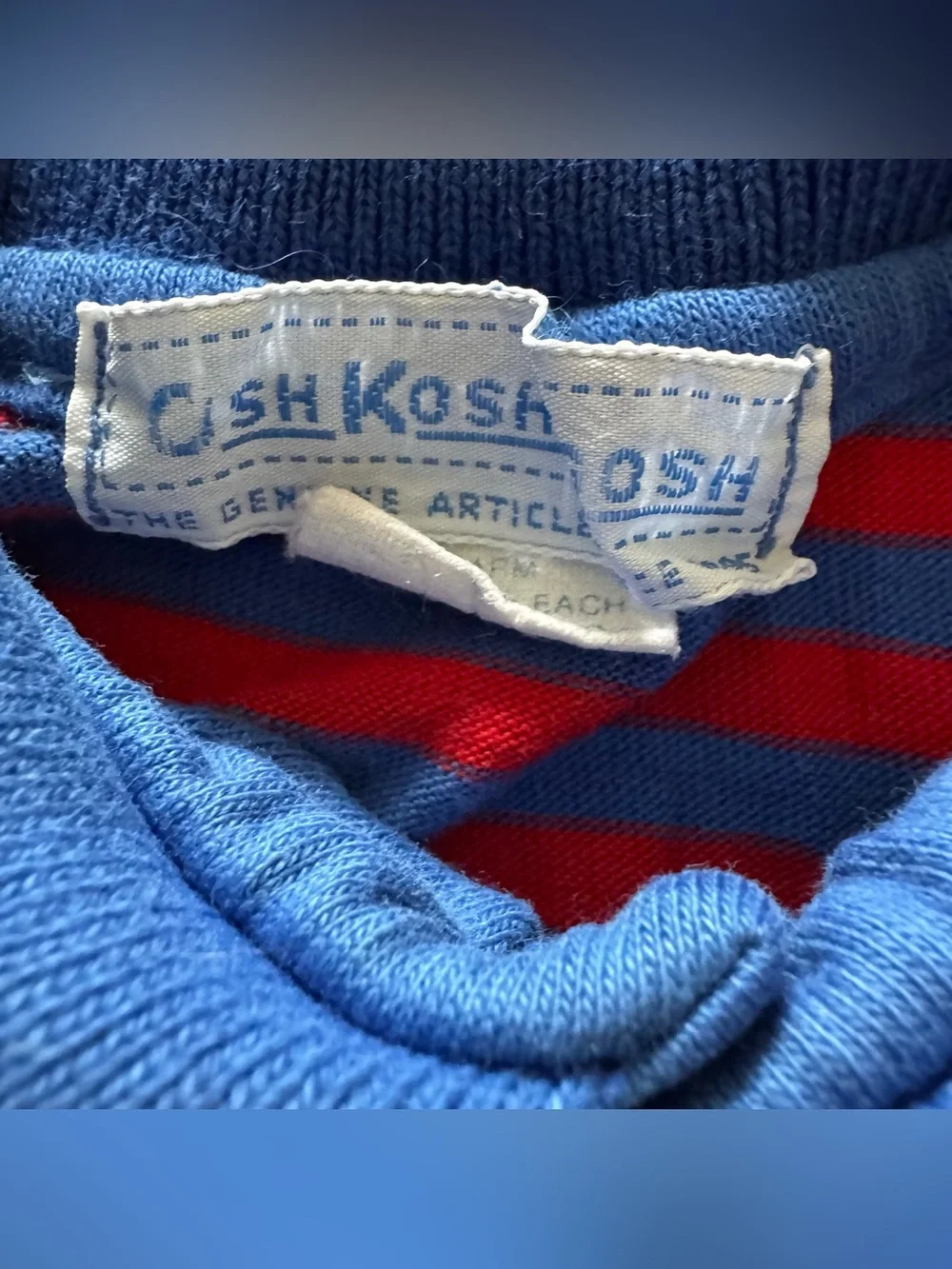 Vtg Oshkosh Striped Polo Shirt Top Blue Red Kidcore Preppy Classic 2T